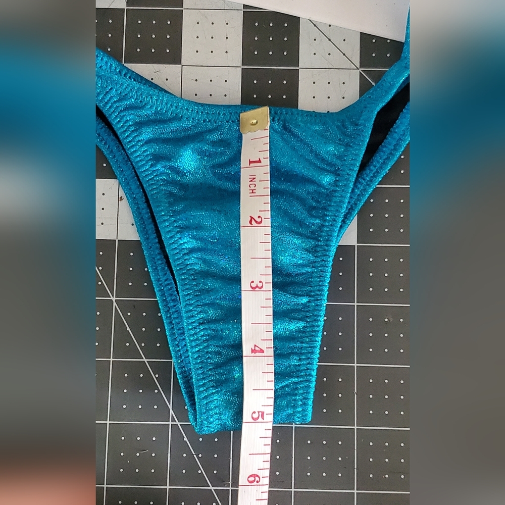 Turquoise Spandex Bikini B/C Cup (Competition, Posing Practice, Photo Shoot) View 2